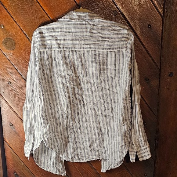 Abercrombie striped linen boyfriend shirt size M - Picture 2 of 2